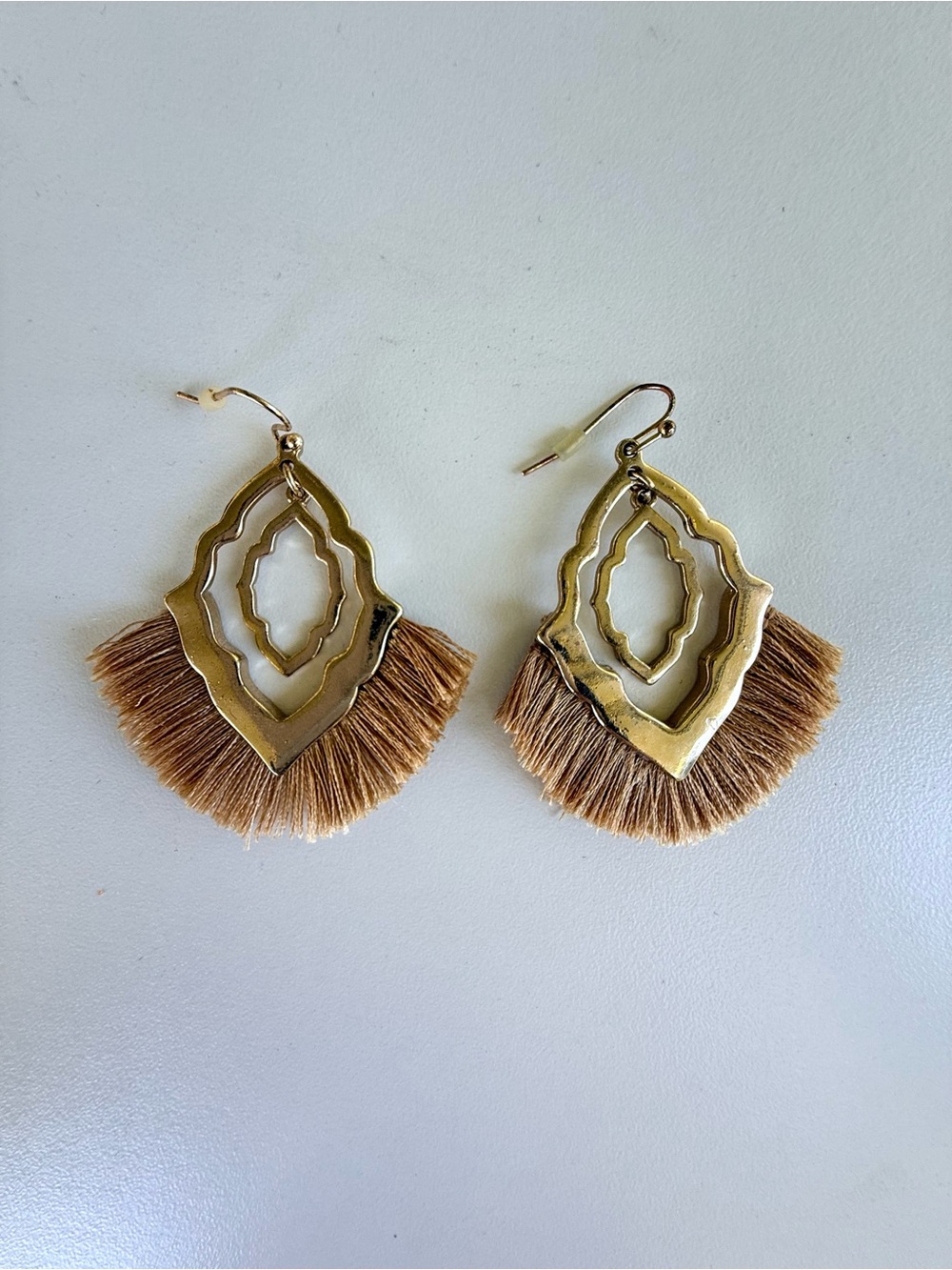 Gold-Tone Textile Drop Earrings